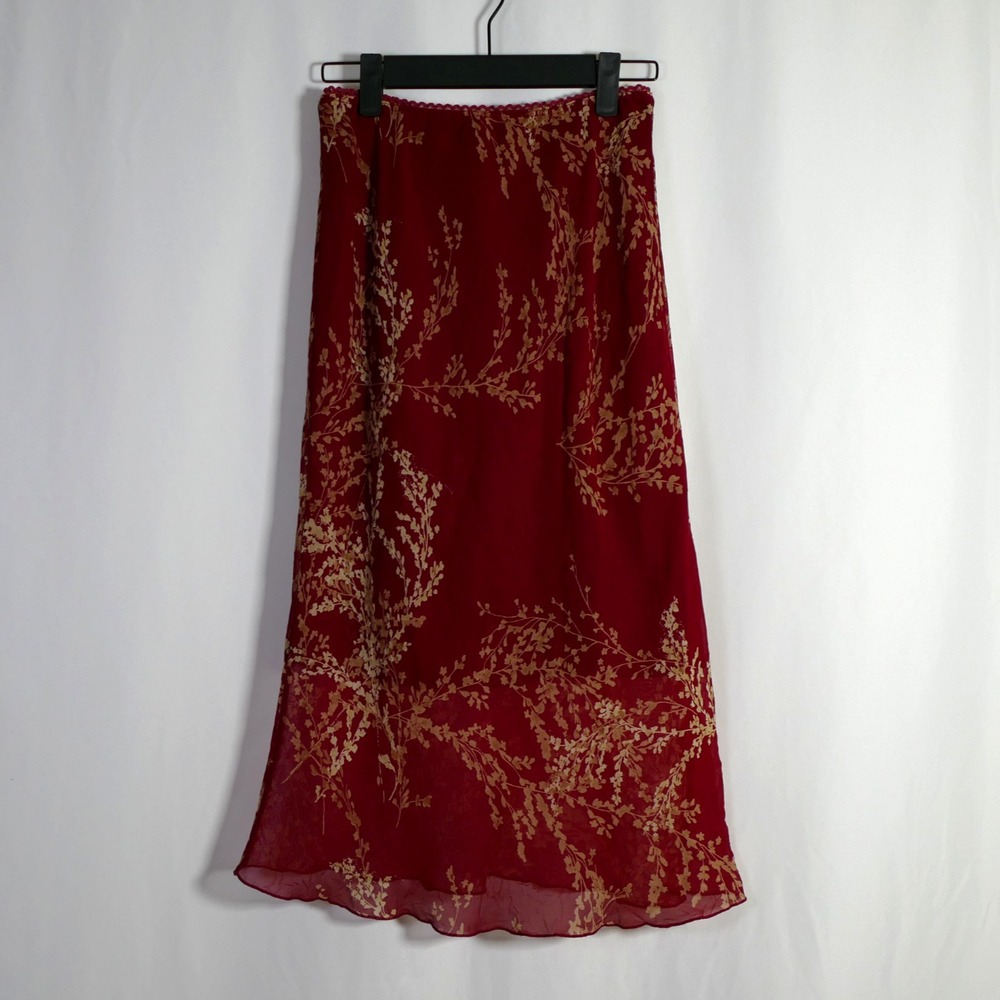 VTG Helium Y2K Fairy Grunge Whimsigoth Midi Skirt Size XS Floral Asian Inspired